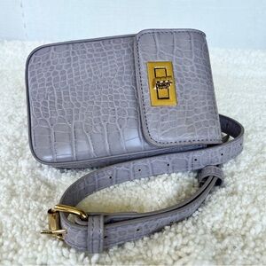 Street Level Purple Lilac Croc-Embossed Crossbody Belt Bag Handbag